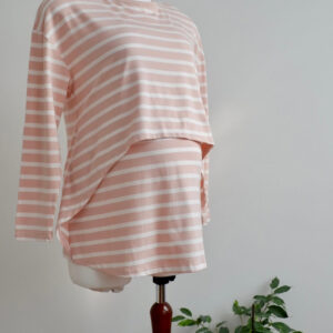Blooming Marvellous Maternity Breastfeeding Pink and White Striped Long Sleeved Top