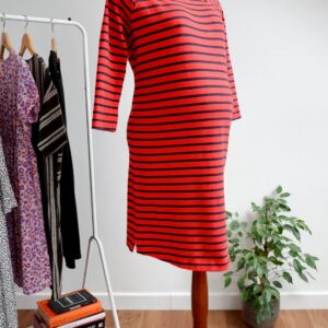 GAP Maternity Red and Navy Striped Dress