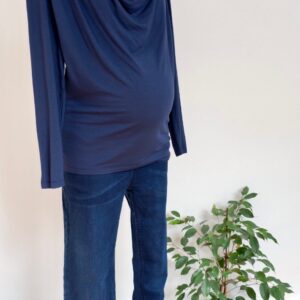 Mamalicious Blue Maternity Cowl Neck Long Sleeved Top