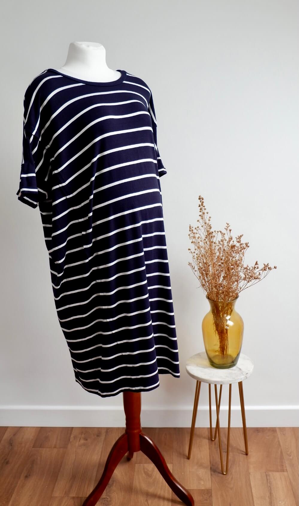 Blue And White Striped T Shirt Dress 2026.Seraphine Oversized Maternity and Breastfeeding Strip T-Shirt Dress ...